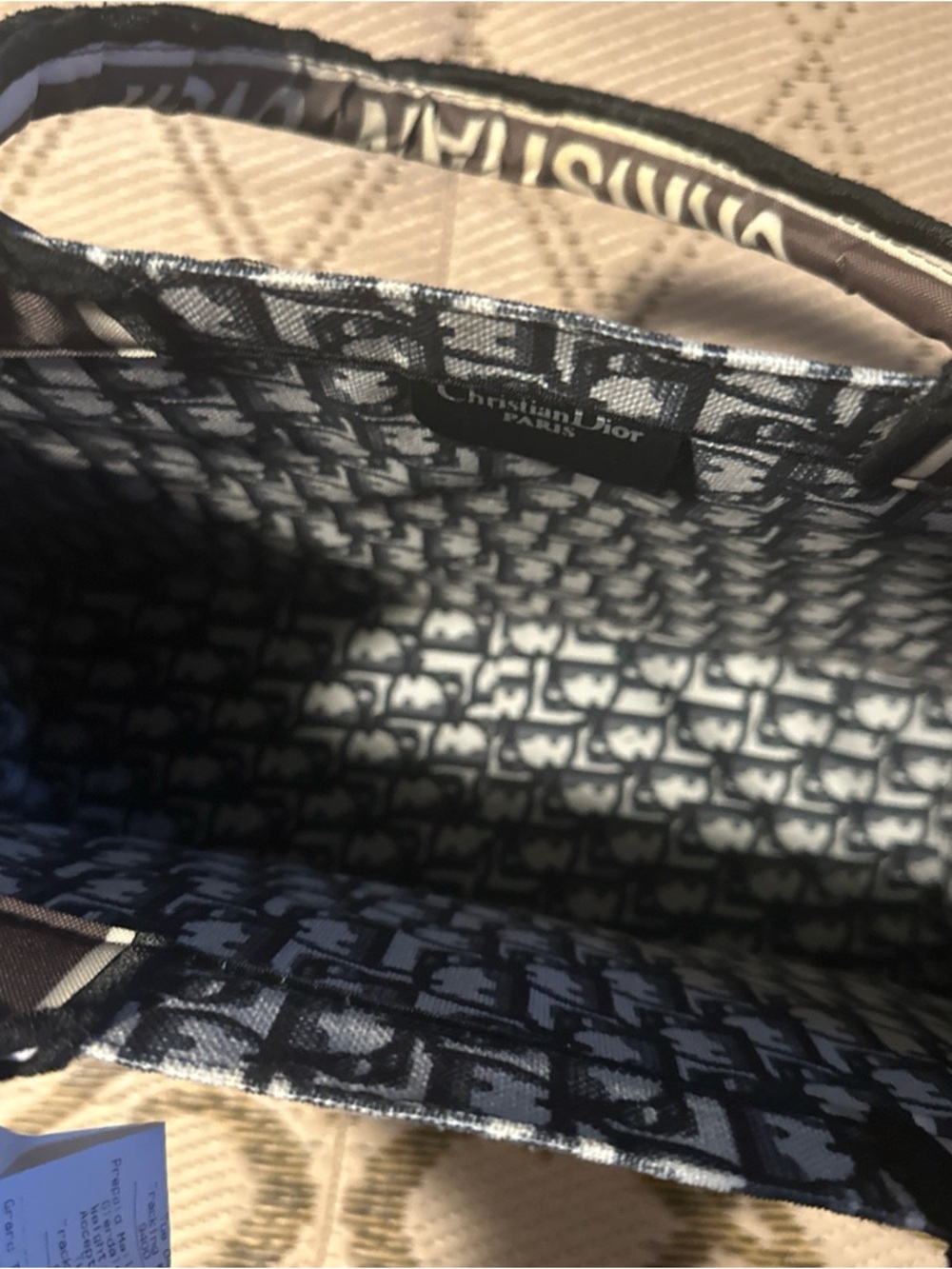 Dior Black and White Tote with Signature Logo Print - Picture 12 of 12
